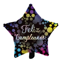 Palloncino Happy Birthday Star con pois 45 cm