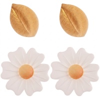 Ostie a forma di fiori bianchi e foglie dorate - 10 pezzi
