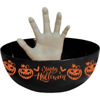 Ciotola nera di Halloween con mano, diametro 25 cm
