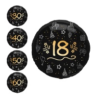 Palloncino nero di compleanno con numero di 45 cm