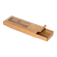 Scatola per torrone Kraft con finestra 20,5 x 9 x 3 cm - Pastkolor