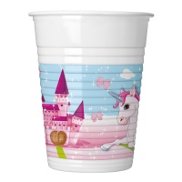 Bicchieri Unicorno e castello da 200 ml - 8 unità