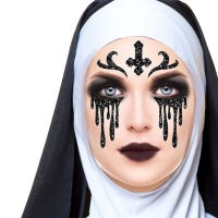 Gioielli adesivi per il viso monaca con glitter