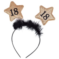 Cerchietto di compleanno con stella glitterata con numero 18