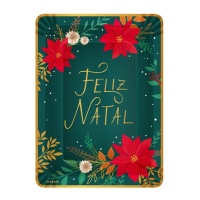 Vassoio Feliz Natal con fiori da 25 x 34 cm - 2 unità