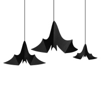 Ciondoli verticali neri a forma di pipistrello - 3 pezzi.