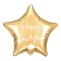 Palloncino Happy New Year Golden Star 38 x 44 cm - PartyDeco
