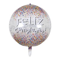 Palloncino orbz Feliz Cumpleaños con pois divertenti da 55 cm
