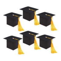 Scatoline a forma di cappello di laurea da 9 x 9 x 6 cm - 12 unità