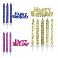 Set di candele colorate Happy Birthday con placca Happy Birthday - PME - 17 pezzi.