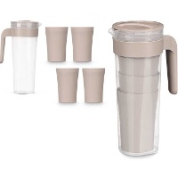 Brocca da 1,4 L con 4 bicchieri da 400 ml color opaco - 5 pezzi