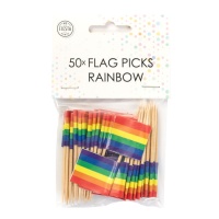 Plettri con bandiera arcobaleno da 6,5 cm - 50 pz.