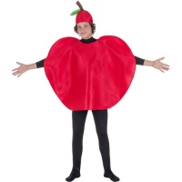 Costume da mela rossa con cappello per adulti