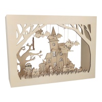 Scena di Halloween in legno da 22 pezzi 27 x 37 x 12 cm