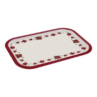 Vassoio di 40 x 28,5 cm in metallo bianco e rosso natalizio