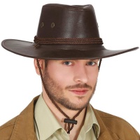 Cappello da cowboy in similpelle marrone