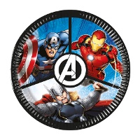 Piatti Avengers neri 20 cm - 8 pezzi