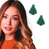 Orecchini a forma di albero di Natale verde - 1 paio