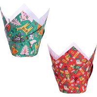 Capsule di carta a tulipano per muffin con design natalizio - PME - 24 pezzi