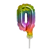 Topper palloncino numero arcobaleno di 13 x 5,5 cm - 1 unità