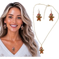 Set di collana e orecchini con omino di pan di zenzero