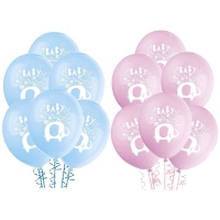 Palloncini in lattice Elefantino Blu Floral da 30 cm - Unico - 8 unità