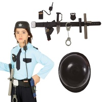 Cintura con accessori e casco da poliziotto per bambini
