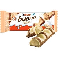 Kinder Bueno White - barrette di wafer ripiene di crema alla nocciola e ricoperte di cioccolato bianco - Kinder - 1 unità