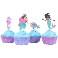 Capsule per cupcake con sirene e animali marini - 24 pezzi.