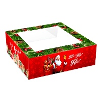 Scatola di 33 x 33 x 7,5 cm per torta decorata di Babbo Natale