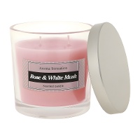 Candela profumata 9 cm in vaso di vetro - Rosa e muschio bianco