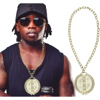 Collana con medaglione a forma di dollaro dorato