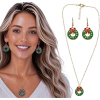 Set di collana e orecchini con motivo a ghirlanda natalizia
