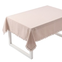 Tovaglia di 1,45 x 1,40 m in tessuto naturale con frange