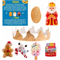 Kit per il roscone dei re: corona, fava, re mago, carta e 4 figure