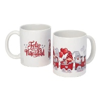 Tazza da 350 ml circa, con gnomi di Buon Natale rossi