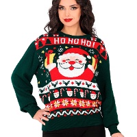 Maglione di Natale Ho Ho Ho con Babbo Natale per donna