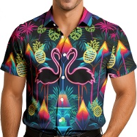Camicia hawaiana tropicale neon per adulti