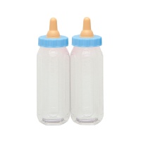 Bottiglia di plastica decorativa azzurra 13 x 4 cm - 2 unità