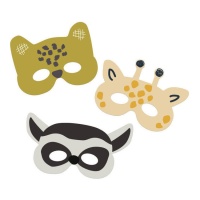 Maschere di animali dello zoo - 6 pezzi.