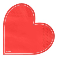 Tovaglioli rossi a forma di cuore 16 x 15,5 cm - 20 pezzi.