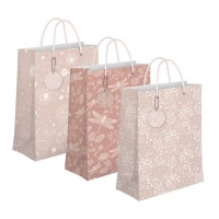 Borsa regalo fantasia rosa da 18 x 23 cm - 1 unità
