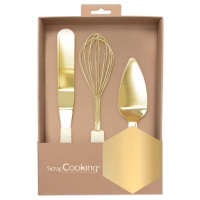 Kit utensili da pasticceria effetto dorato - Scrapcooking - 3 pezzi