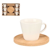 Tazza liscia da 90 ml con piatto in bambù - 6 porzioni