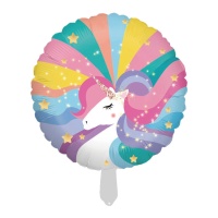 Palloncino tondo a forma di criniera di unicorno 45 cm multicolore