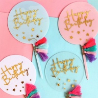 Cake topper Happy Birthday Boho - 1 unità