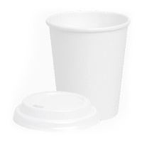 Tazza in cartone bianco da 480 ml con coperchio - Honest Green - 25 pz.