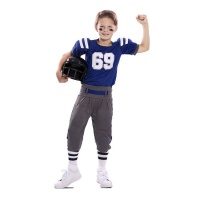 Costume giocatore rugby blu da bambino