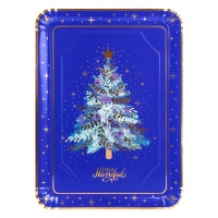 Vassoio rettangolare in cartone per albero di Natale blu notte 25 x 34 cm - 1 pz.