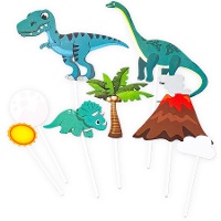 Topper per torta Dinosauri vulcano - 8 pezzi